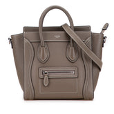 セリーヌ ラゲージ ナノショッパー ハンドバッグ ショルダーバッグ 2WAY グレージュ レザー レディース CELINE 【中古】